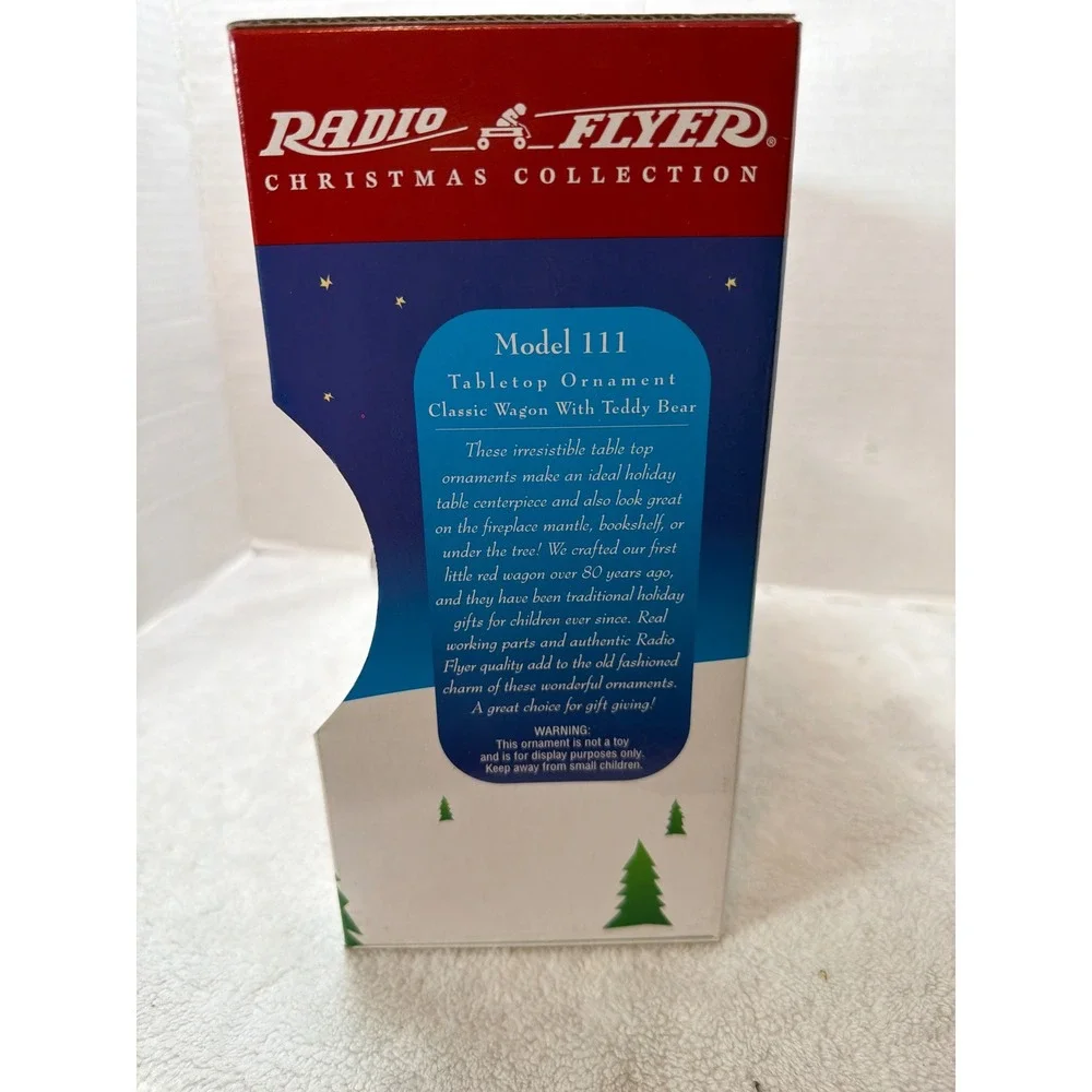 NIB Radio Flyer Tabletop Ornament  Red 1999 Classic Wagon Teddy Bear